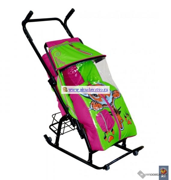 Санки-коляски R-Toys Снегурочка 42-Р Котенок с корзинкой
