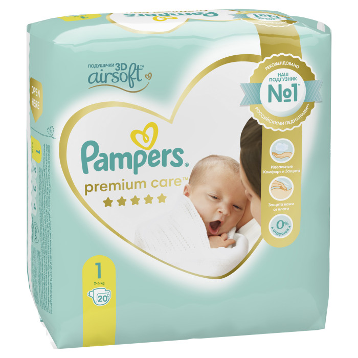 Pampers Подгузники Premium Care р.1 (2-5 кг) 22 шт.