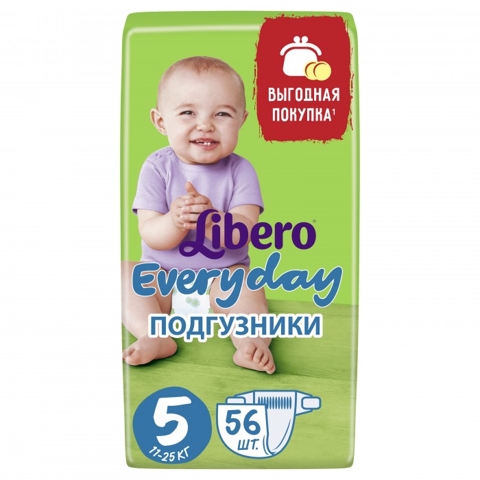 Libero Подгузники EveryDay с ромашкой (11-25 кг) 56 шт.