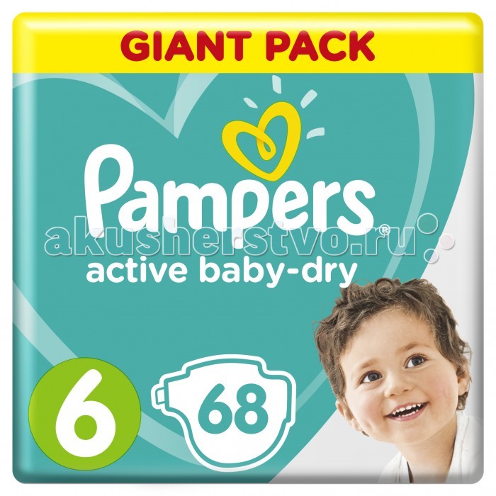 Pampers Подгузники Active Baby Dry Extra Large р.6 (15+ кг) 64-66 шт.