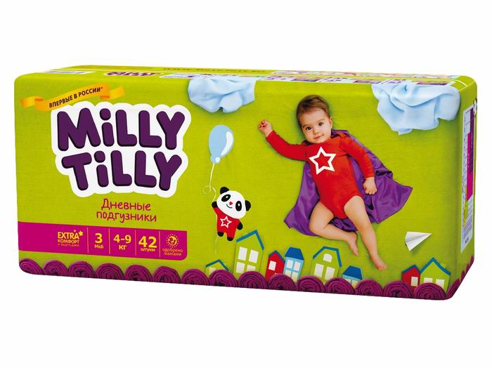 Milly Tilly Дневные подгузники Миди 4-9 кг 42 шт.