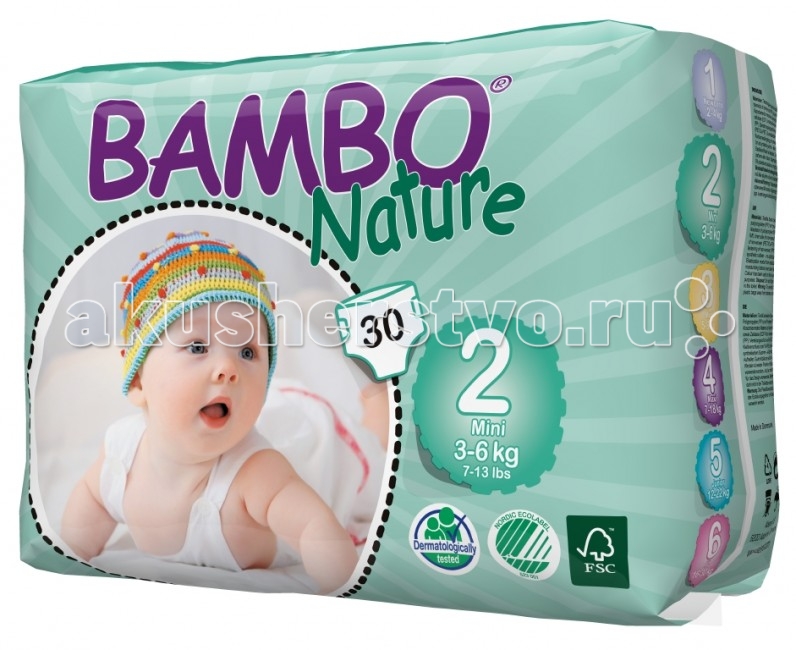 Bambo Nature Подгузники Mini (3-6 кг) 30 шт.