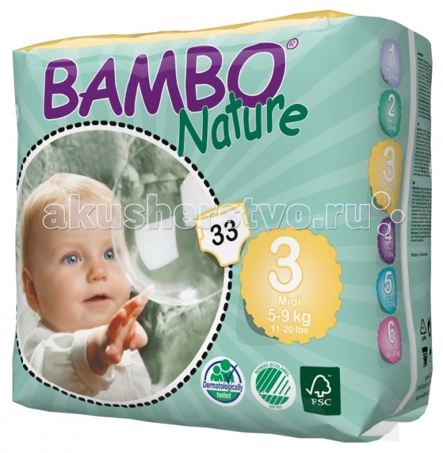 Bambo Nature Подгузники Midi (5-9 кг) 33 шт.