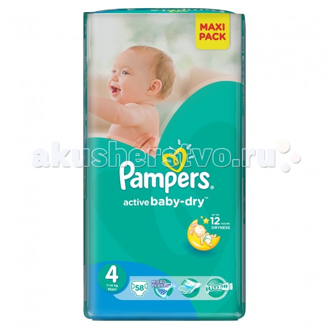 Pampers Подгузники Active Baby-Dry р.4 (7-14 кг) 58 шт.