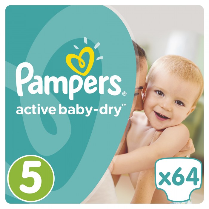 Pampers Подгузники Active Baby-Dry р.5 (11-18 кг) 64 шт.