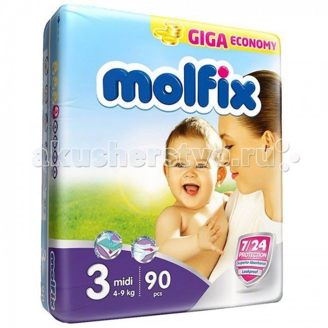 Molfix Подгузники Миди 3 (4-9 кг) 90 шт.